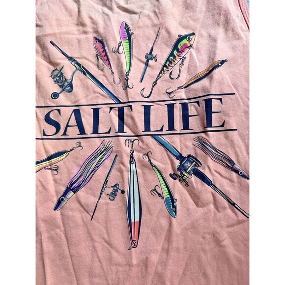 Salt Life Men's Lure Me In Graphic Sleeveless Cotton Tank Tee Light Orange M - Picture 6 of 6